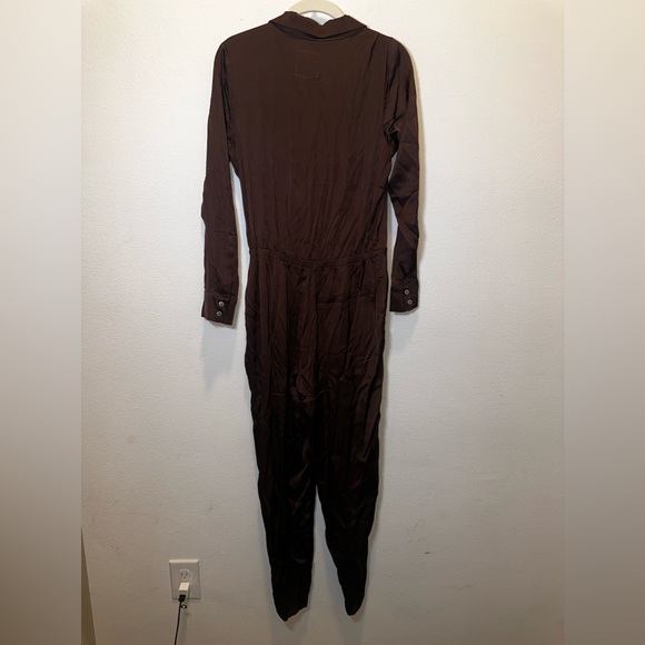 Chaser Button Down Collared Jumpsuit in Brown NWT Size Small - Picture 6 of 7